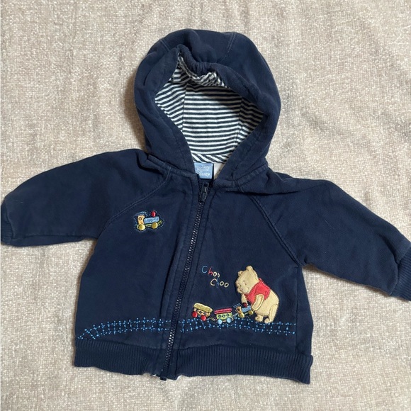Disney Other - Vintage Winne the Pooh Train Children's Navy Hooded Zip Sweatshirt